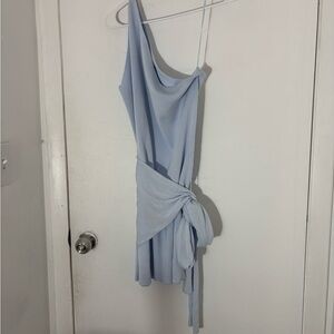 wild fable Light Blue One-Shoulder Tie Detail Dress